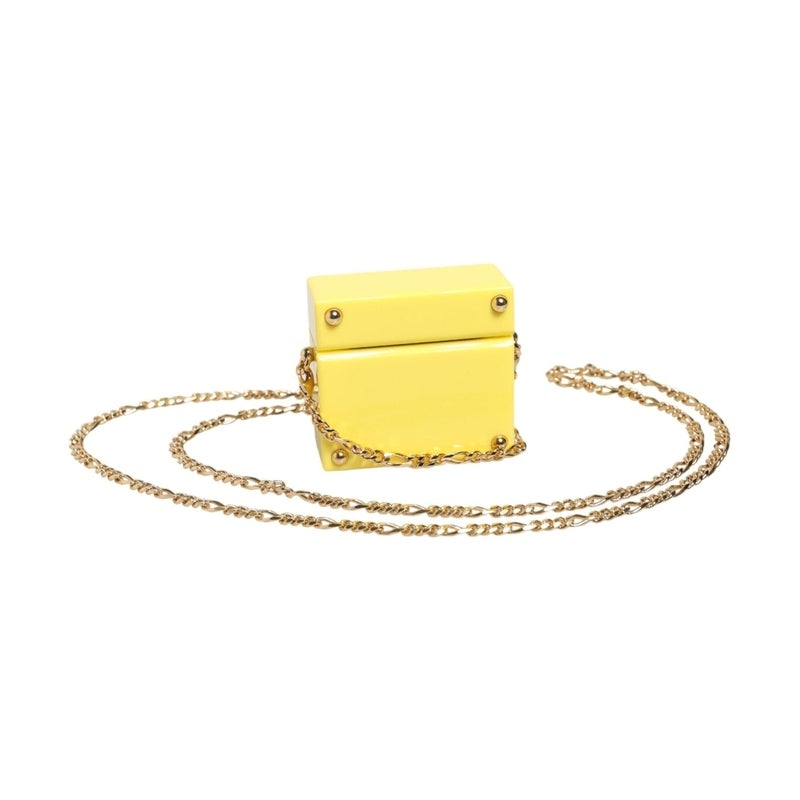 Dolce & Gabbana Yellow DG Logo Plaque Cover Gold Chain Airpods Case