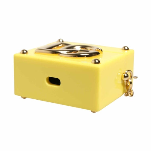 Dolce & Gabbana Yellow DG Logo Plaque Cover Gold Chain Airpods Case