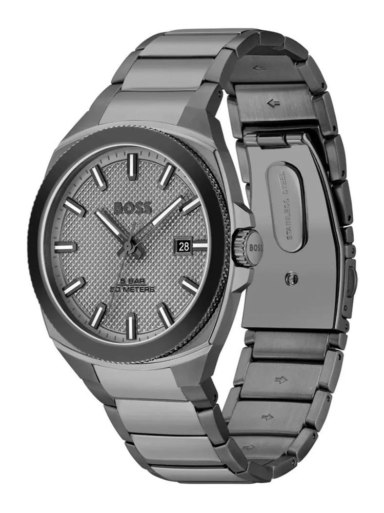 Hugo Boss Gray Stainless Steel Dress Watch