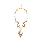 Dolce & Gabbana Gold Ceramic Crystal Cherub Baroque Pendant Necklace