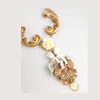 Dolce & Gabbana Gold Ceramic Crystal Cherub Baroque Pendant Necklace