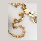 Dolce & Gabbana Gold Ceramic Crystal Cherub Baroque Pendant Necklace