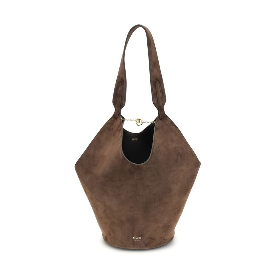 Khaite Brown Calf Leather Bos Taurus Shoulder Bag
