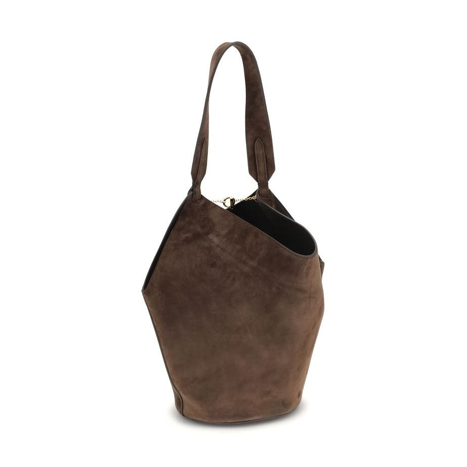 Khaite Brown Calf Leather Bos Taurus Shoulder Bag