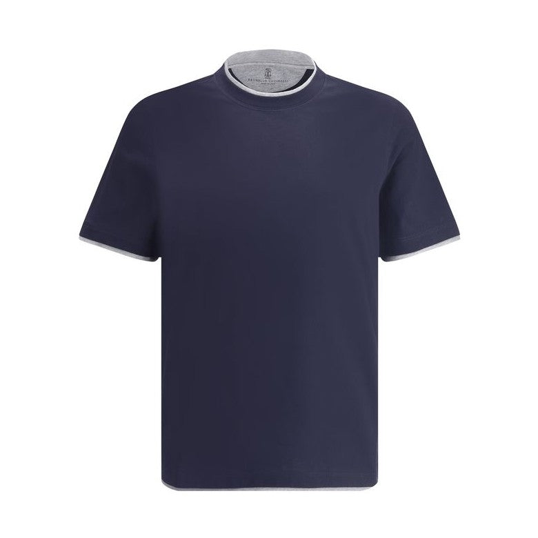 Brunello Cucinelli Blue Cotton T-Shirt