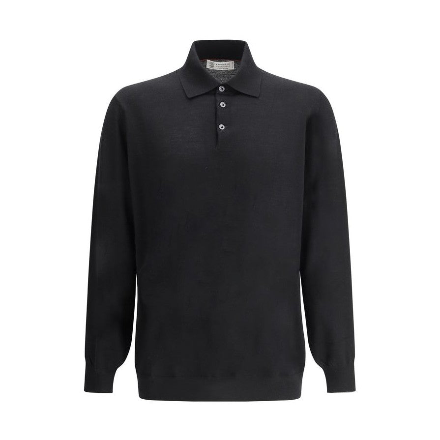 Brunello Cucinelli Black Cashmere Polo Shirt