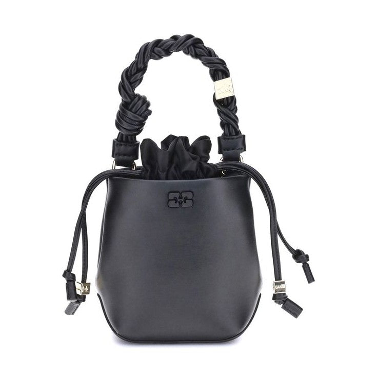 Ganni Black Recycled Leather Backet Bag