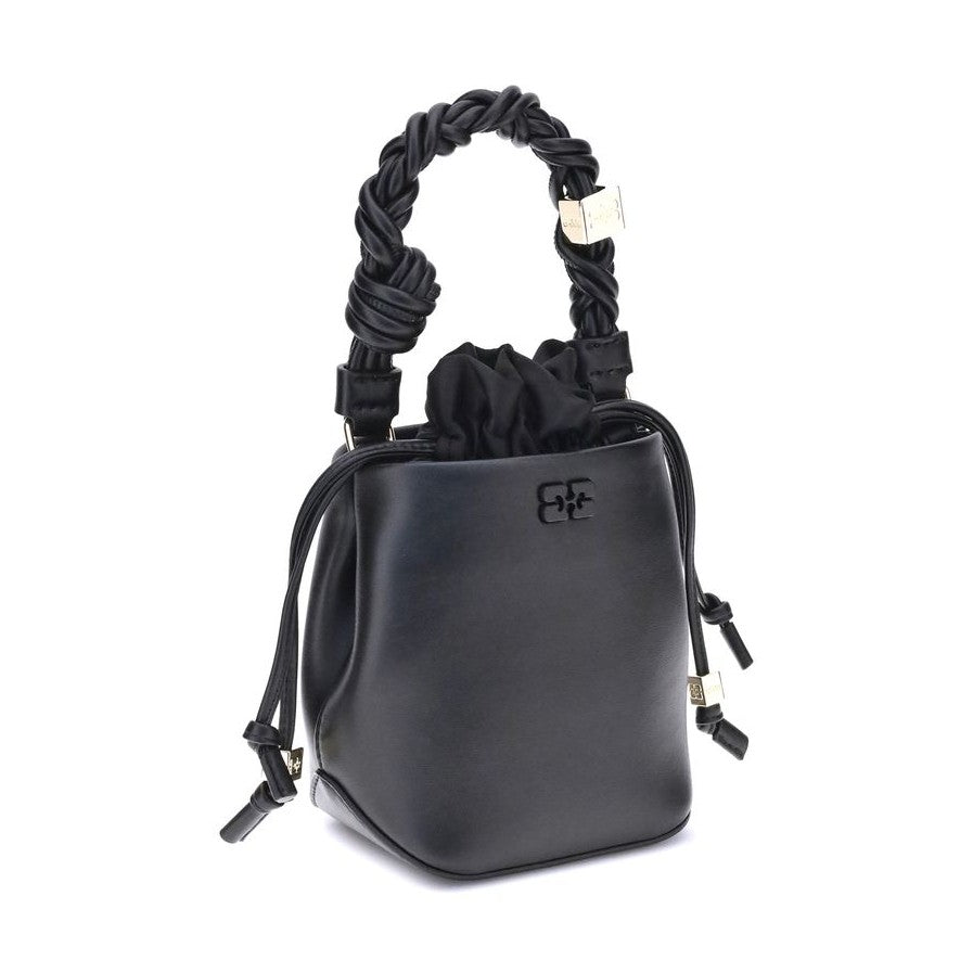 Ganni Black Recycled Leather Backet Bag