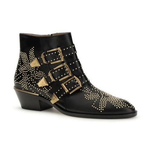 Chloé Black Calf Leather Bos Taurus Lace-Up Boots