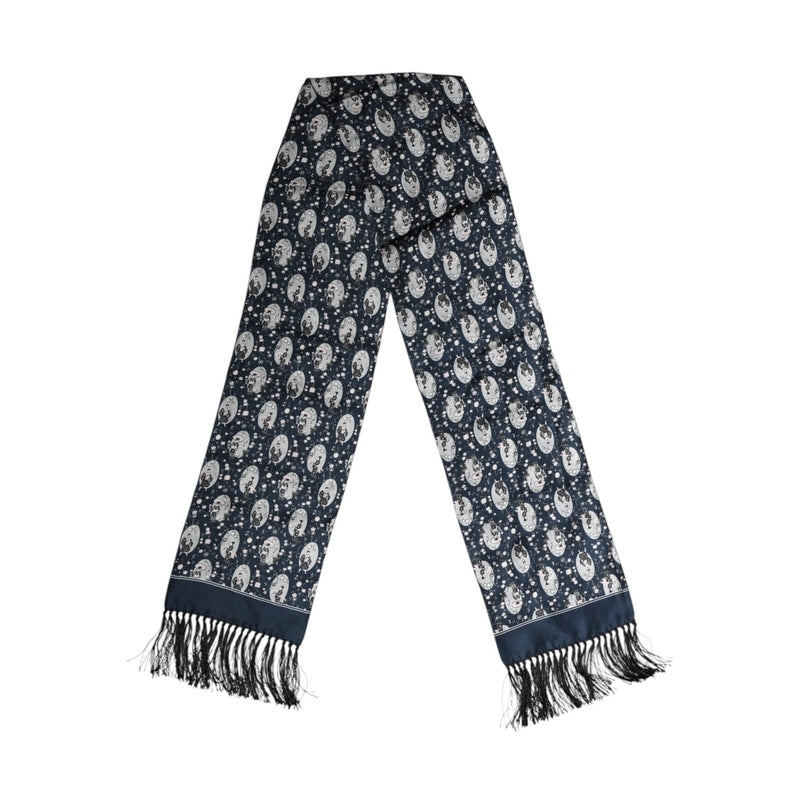 Dolce & Gabbana Navy Blue Silk Neck Wrap Shawl Men Scarf