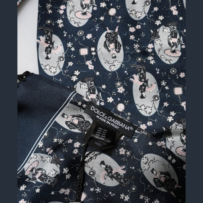 Dolce & Gabbana Navy Blue Silk Neck Wrap Shawl Men Scarf