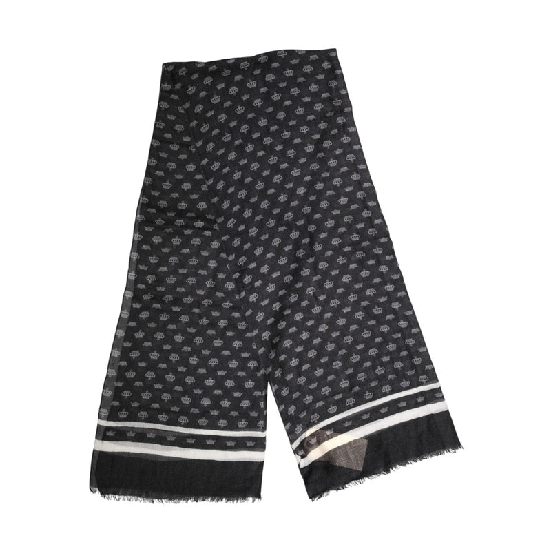 Dolce & Gabbana Black Crown Cashmere Neck Wrap Shawl Scarf