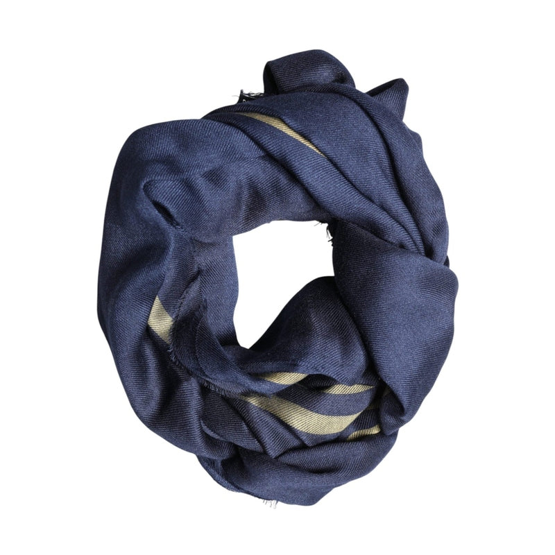 Dolce & Gabbana Blue Cashmere Neck Wrap Shawl Fringes Scarf