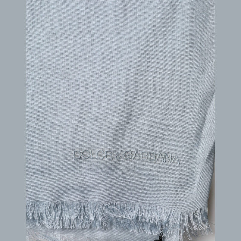 Dolce & Gabbana Light Blue Cashmere Knitted Shawl