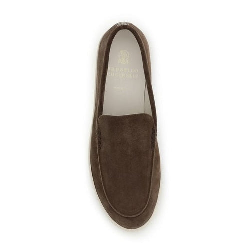 Brunello Cucinelli Brown Calf Leather Bos Taurus Slip-On Loafers