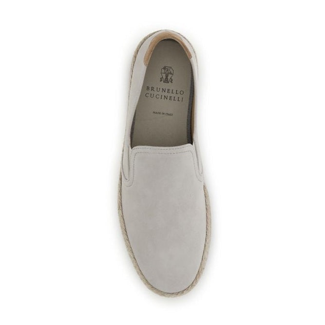 Brunello Cucinelli Gray Calf Leather Bos Taurus Low Top Sneakers