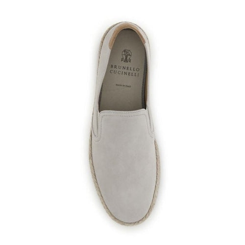 Brunello Cucinelli Gray Calf Leather Bos Taurus Low Top Sneakers