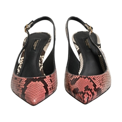 Dolce & Gabbana Multicolor Leather Heels Slingback Shoes