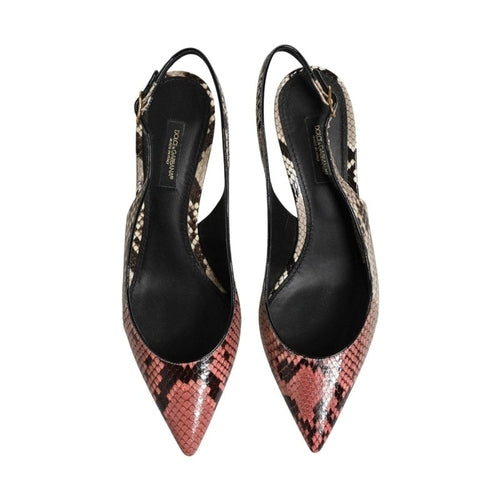 Dolce & Gabbana Multicolor Leather Heels Slingback Shoes