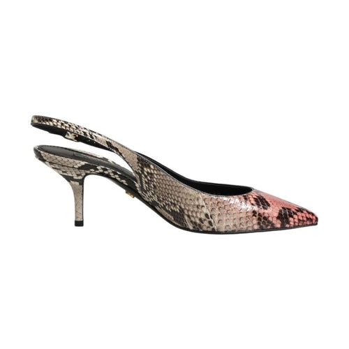 Dolce & Gabbana Multicolor Leather Heels Slingback Shoes