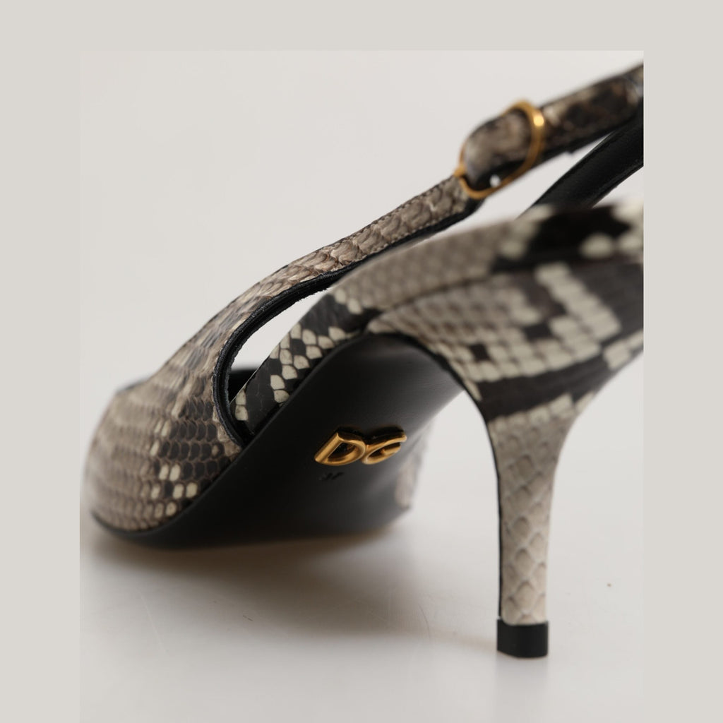 Multicolor Leather Heels Slingback Shoes