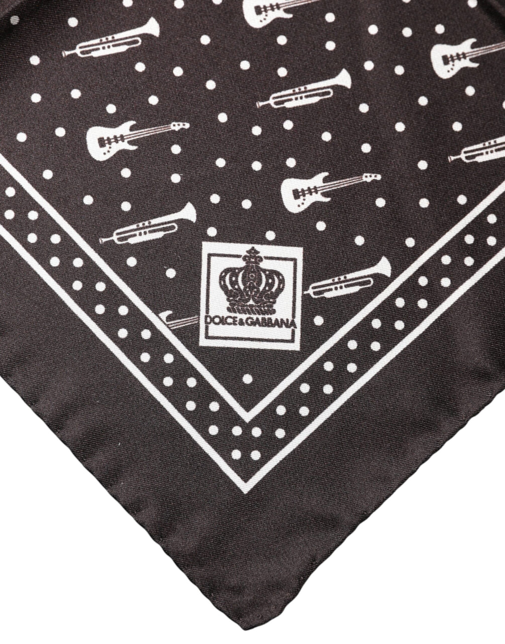 Dolce & Gabbana Black Guitar Trumpet Men Handkerchief Scarf