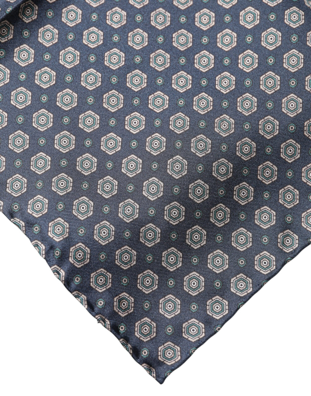 Dolce & Gabbana Blue Patterned Silk Square Handkerchief Scarf