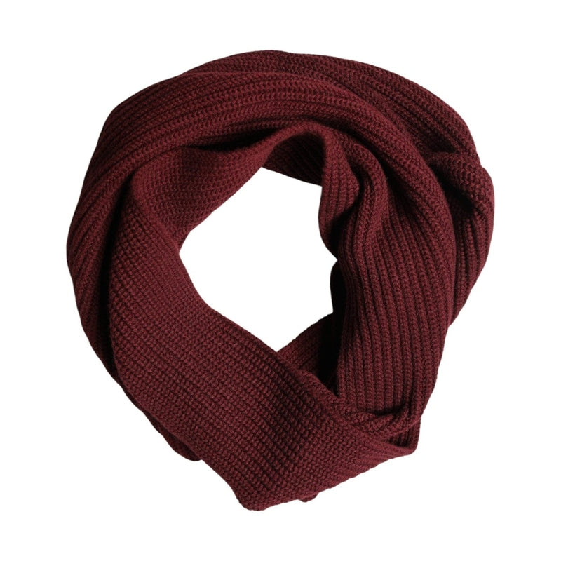 Dolce & Gabbana Maroon Cashmere Knitted NeckWrap Shawl Scarf