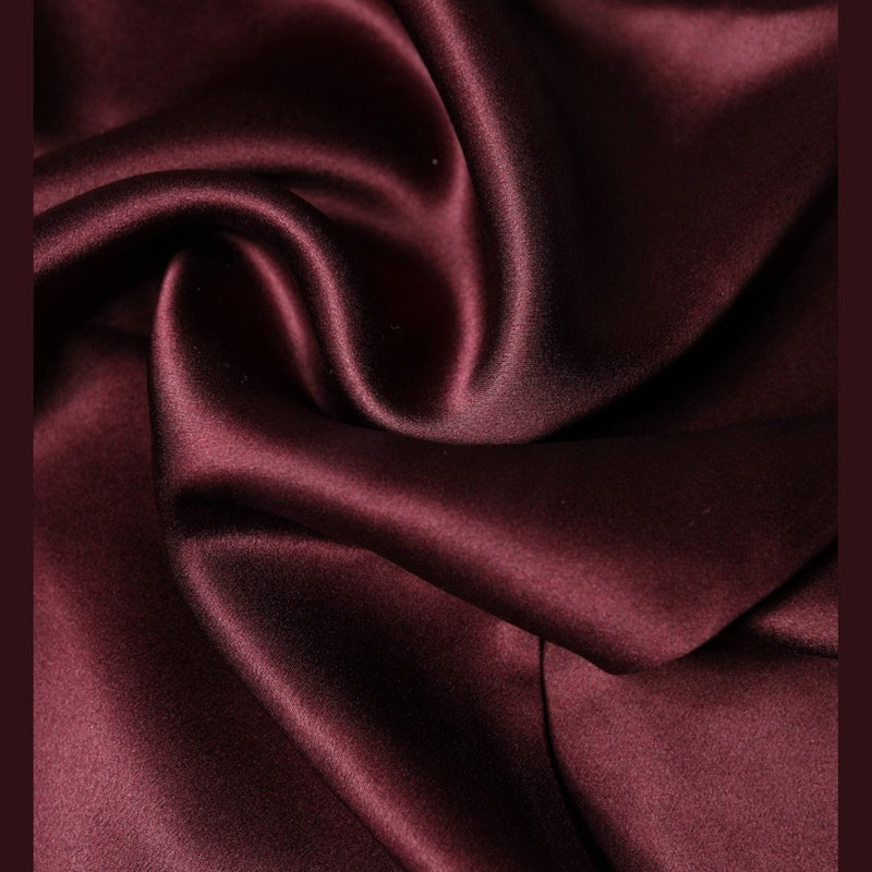 Dolce & Gabbana Maroon Silk Satin Fringes Neck Foulard Scarf