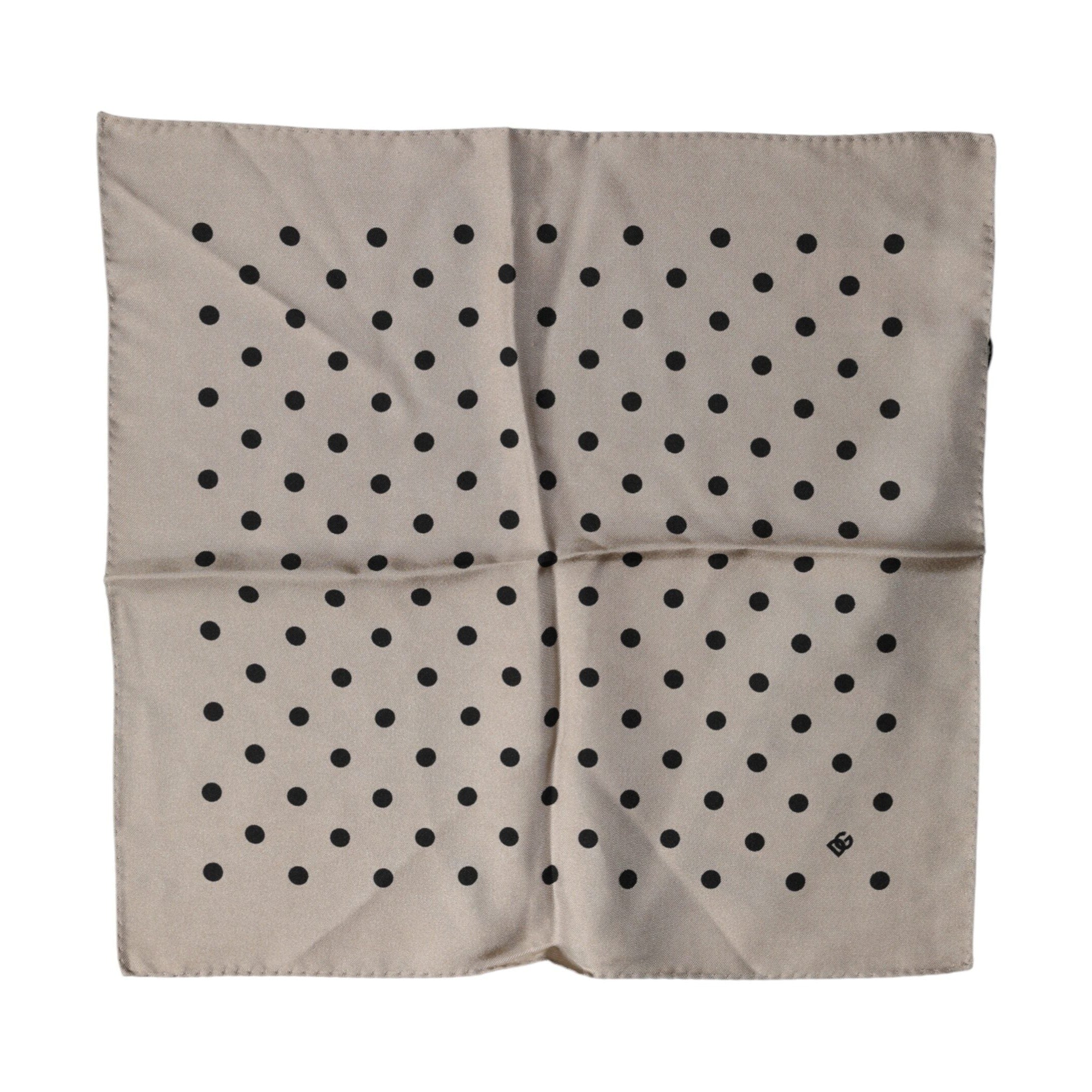 Dolce & Gabbana Brown Polka Dot Square Handkerchief Scarf