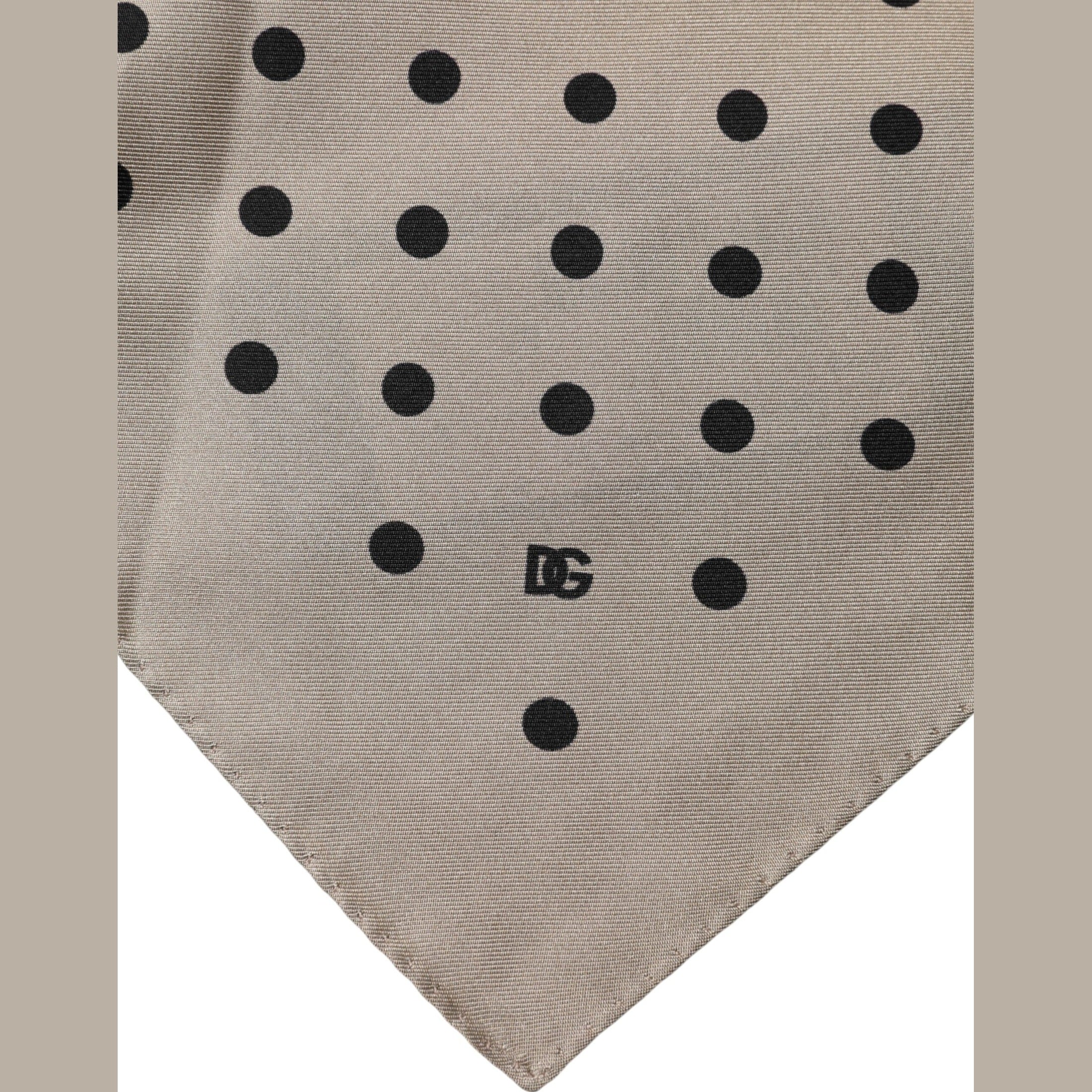 Dolce & Gabbana Brown Polka Dot Square Handkerchief Scarf