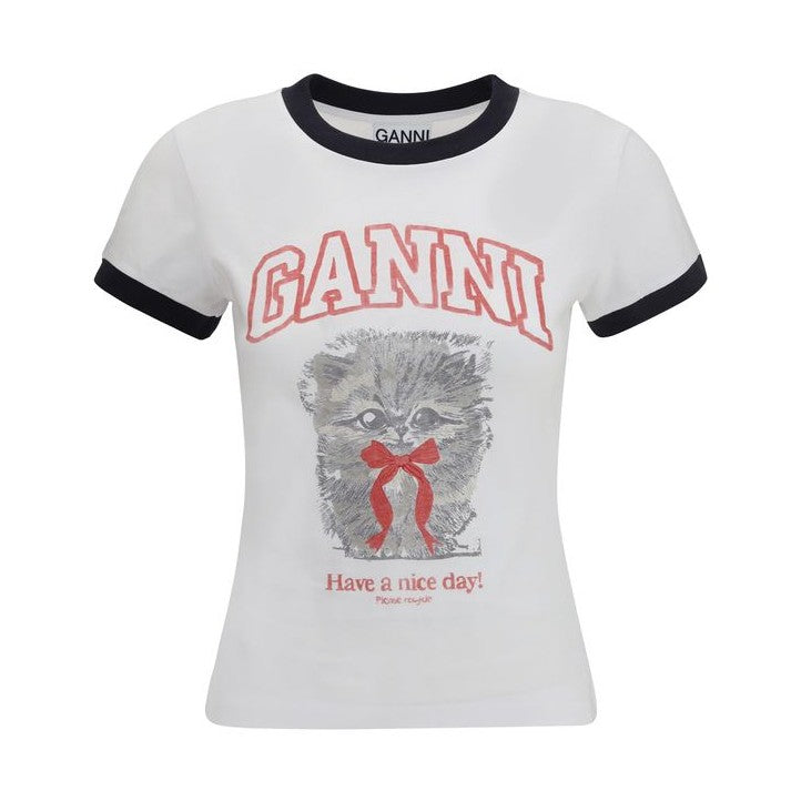 Ganni White Cotton T-Shirt