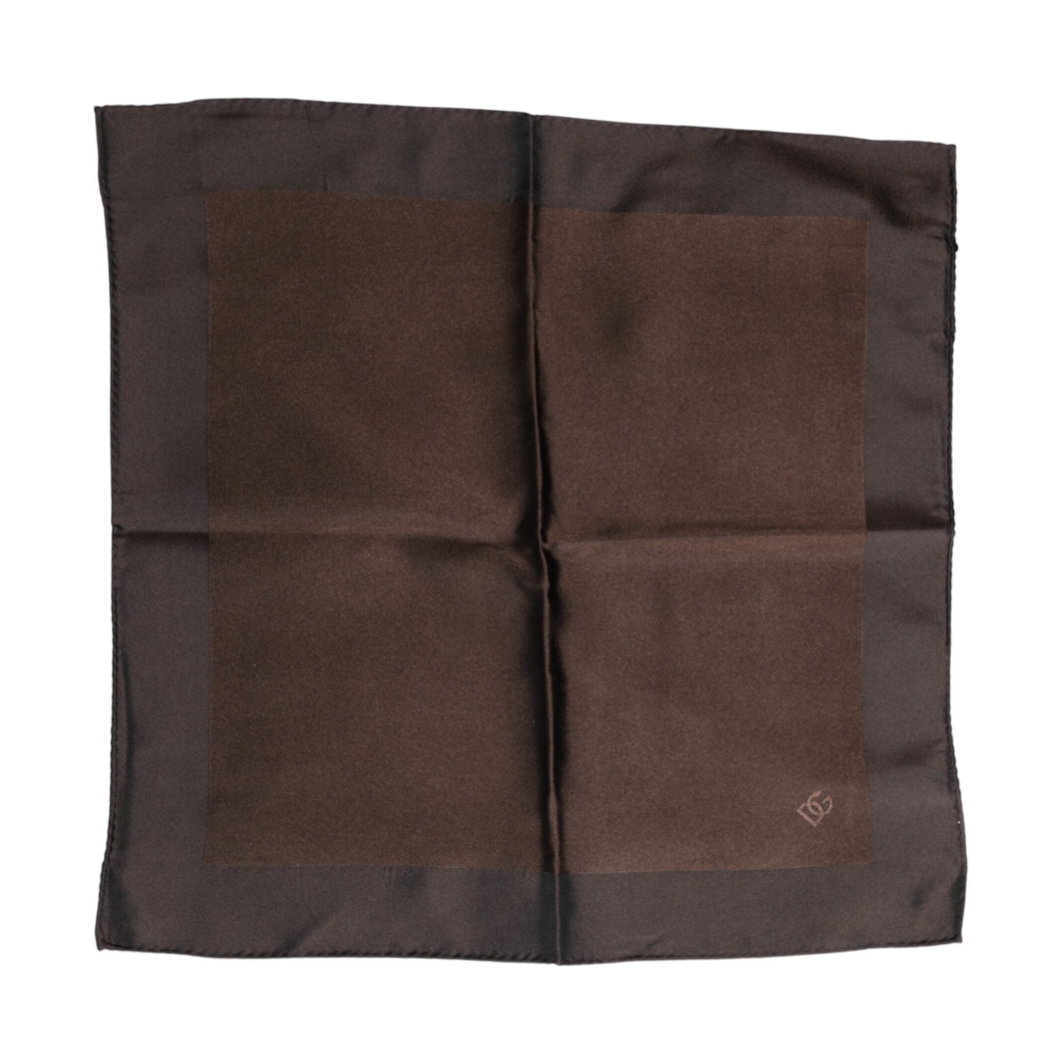 Dolce & Gabbana Brown Logo Silk Square Handkerchief Scarf