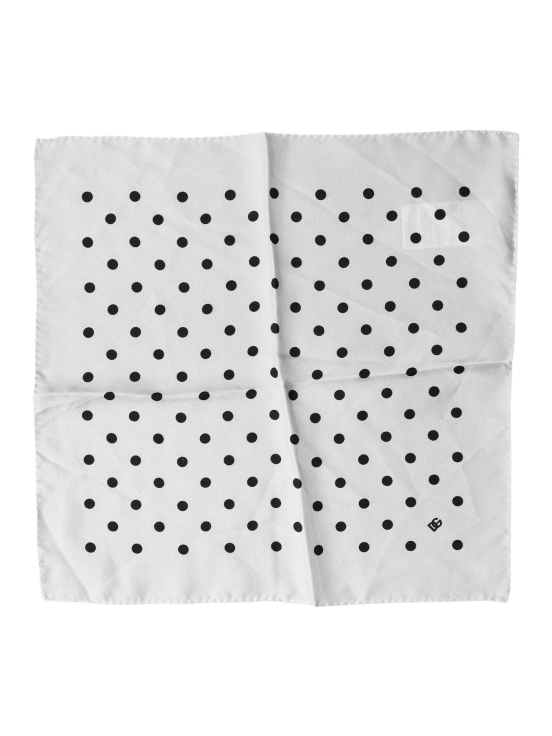 Dolce & Gabbana White Polka Dot Square Handkerchief Scarf