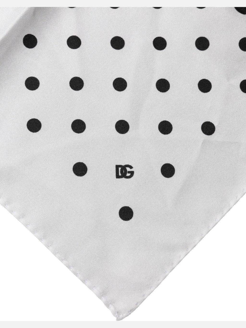 Dolce & Gabbana White Polka Dot Square Handkerchief Scarf