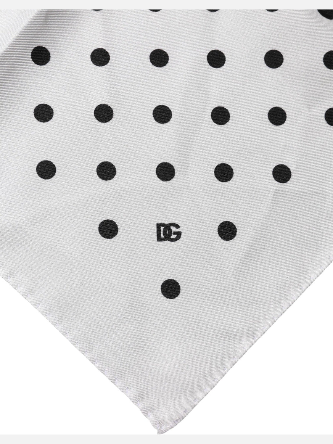 Dolce & Gabbana White Polka Dot Square Handkerchief Scarf