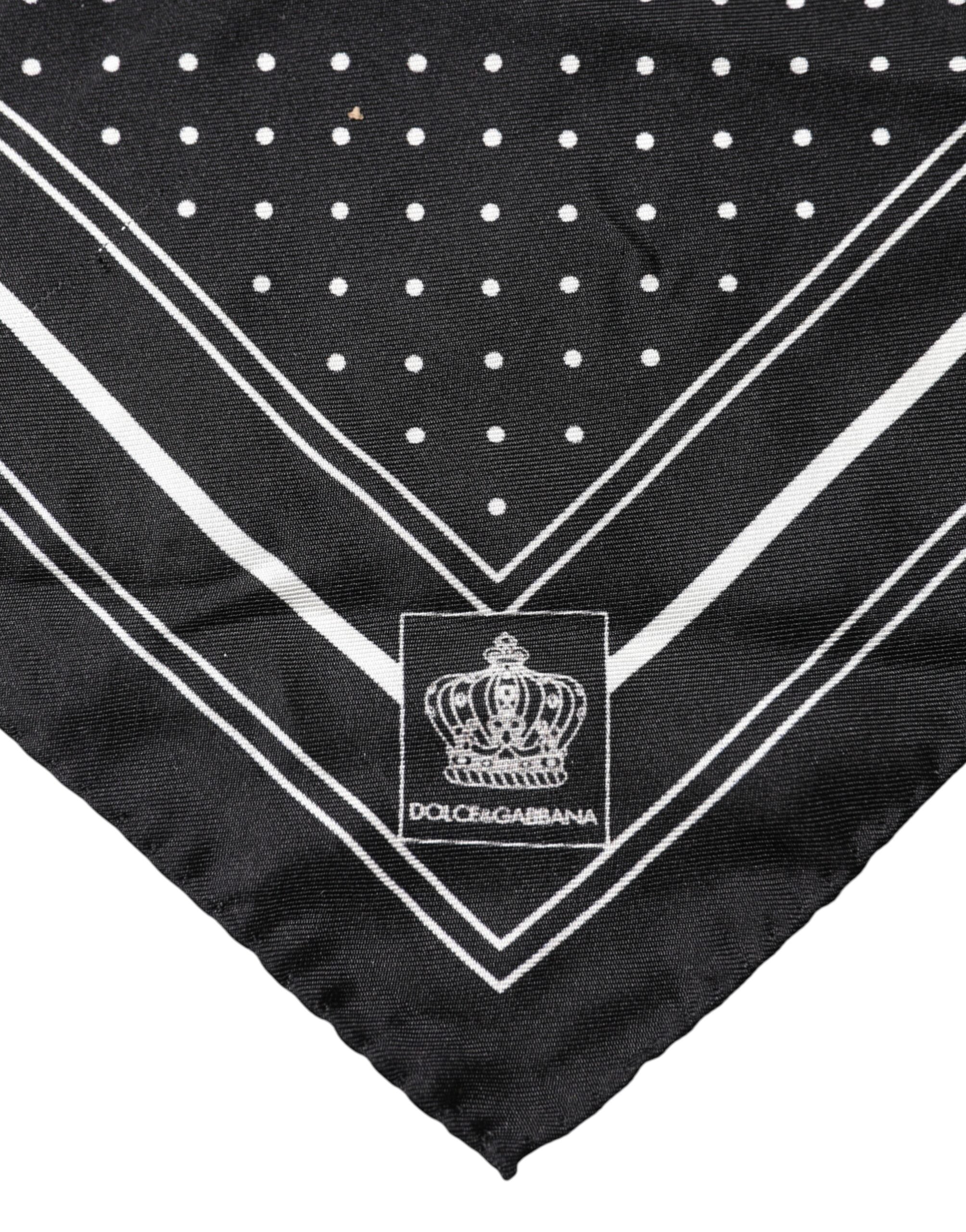 Dolce & Gabbana Scarf Black Poka Dot Men Square Handkerchief