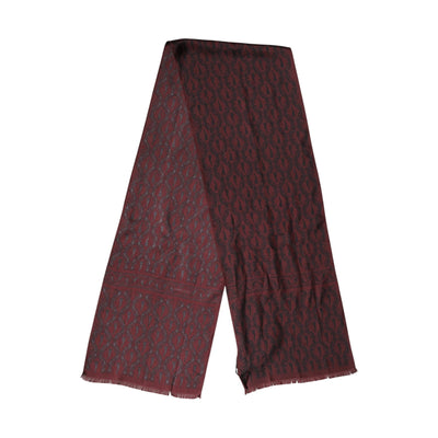 Dolce & Gabbana Maroon Patterned Silk Wrap Foulard Men 133cm x 22cm Scarf