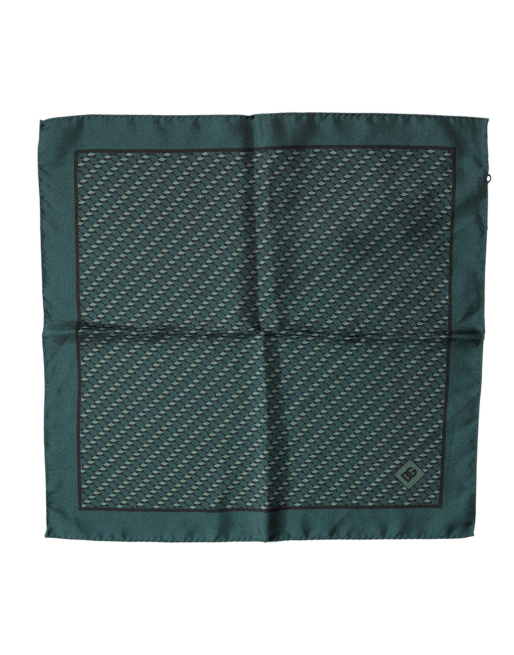 Dolce & Gabbana Dark Green Silk Patterned Handkerchief 32cm x 31cm Scarf