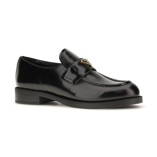 Prada Black Calf Leather Bos Taurus Slip-On Loafers