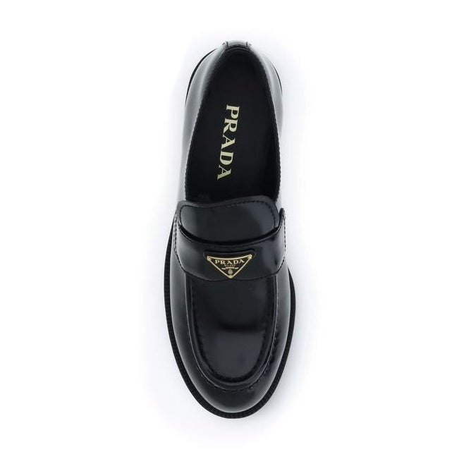 Prada Black Calf Leather Bos Taurus Slip-On Loafers