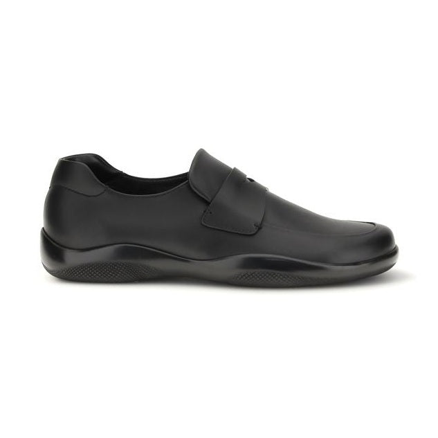 Prada Black Calf Leather Bos Taurus Slip-On Loafers