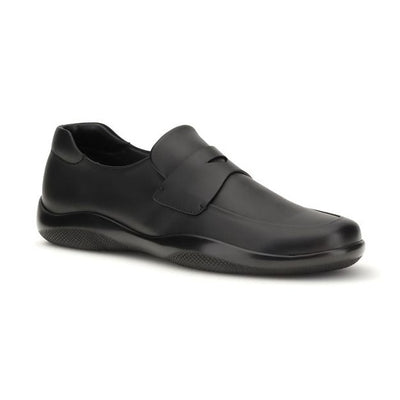 Prada Black Calf Leather Bos Taurus Slip-On Loafers