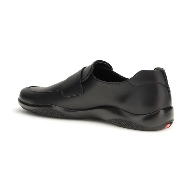 Prada Black Calf Leather Bos Taurus Slip-On Loafers
