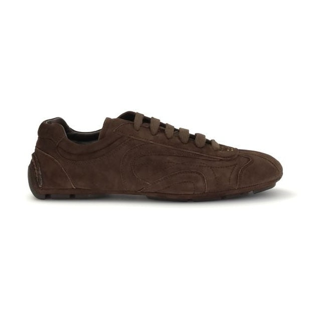 Prada Brown Calf Leather Bos Taurus Athletic Sneakers