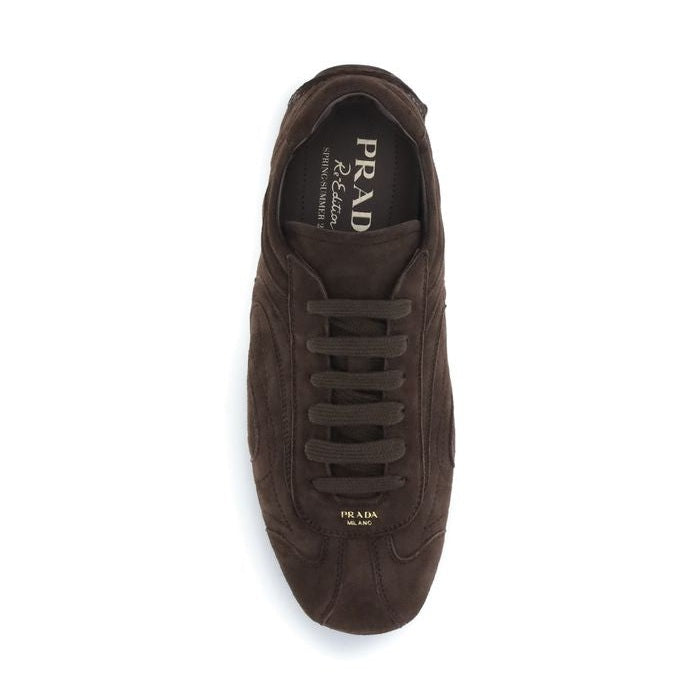 Prada Brown Calf Leather Bos Taurus Athletic Sneakers