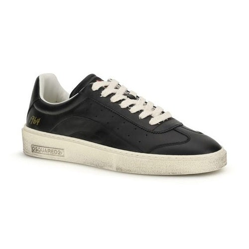 Dsquared² Black Calf Leather Bos Taurus Low Top Sneakers