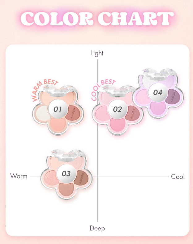 AMUSE Flora Eye Palette 4.5g (4 Colors) - All Day Pretty EYESHADOW AMUSE