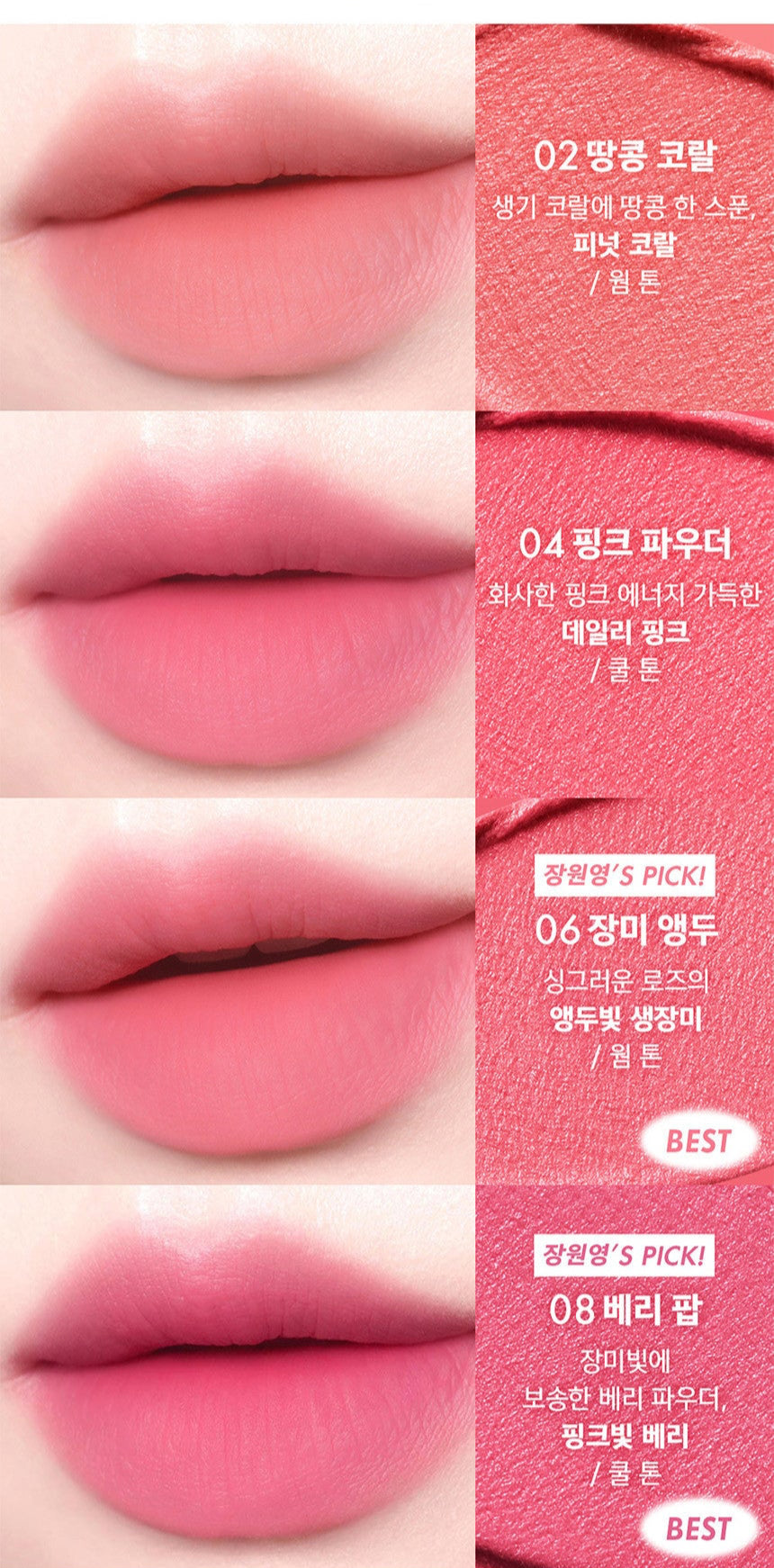 AMUSE Powder Velvet Tint 3.3g (7 Colors) - All Day Pretty LIP TINT AMUSE