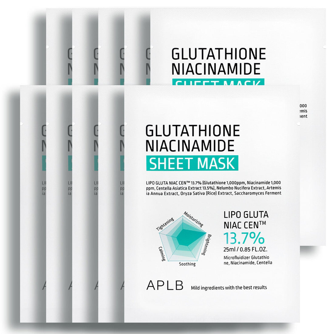 Aplb Glutathioine Niacinamide Sheet Mask 25Ml 10Ea – beauty & skincare essential for daily radiance